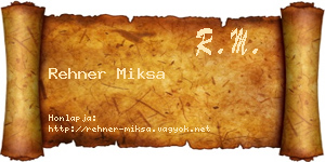 Rehner Miksa névjegykártya